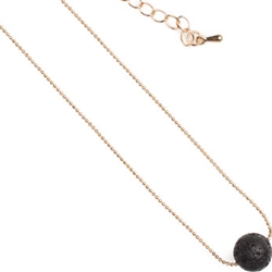 Lava Single Bead Necklace Gold Chain