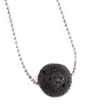 Lava Single Bead Necklace Silver Chain