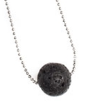 Lava Single Bead Necklace Silver Chain